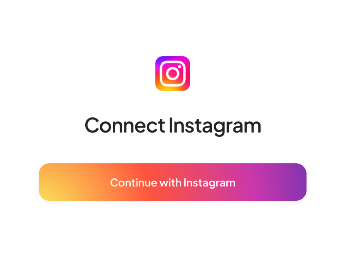 The Connect Instagram screen with the official Instagram login button